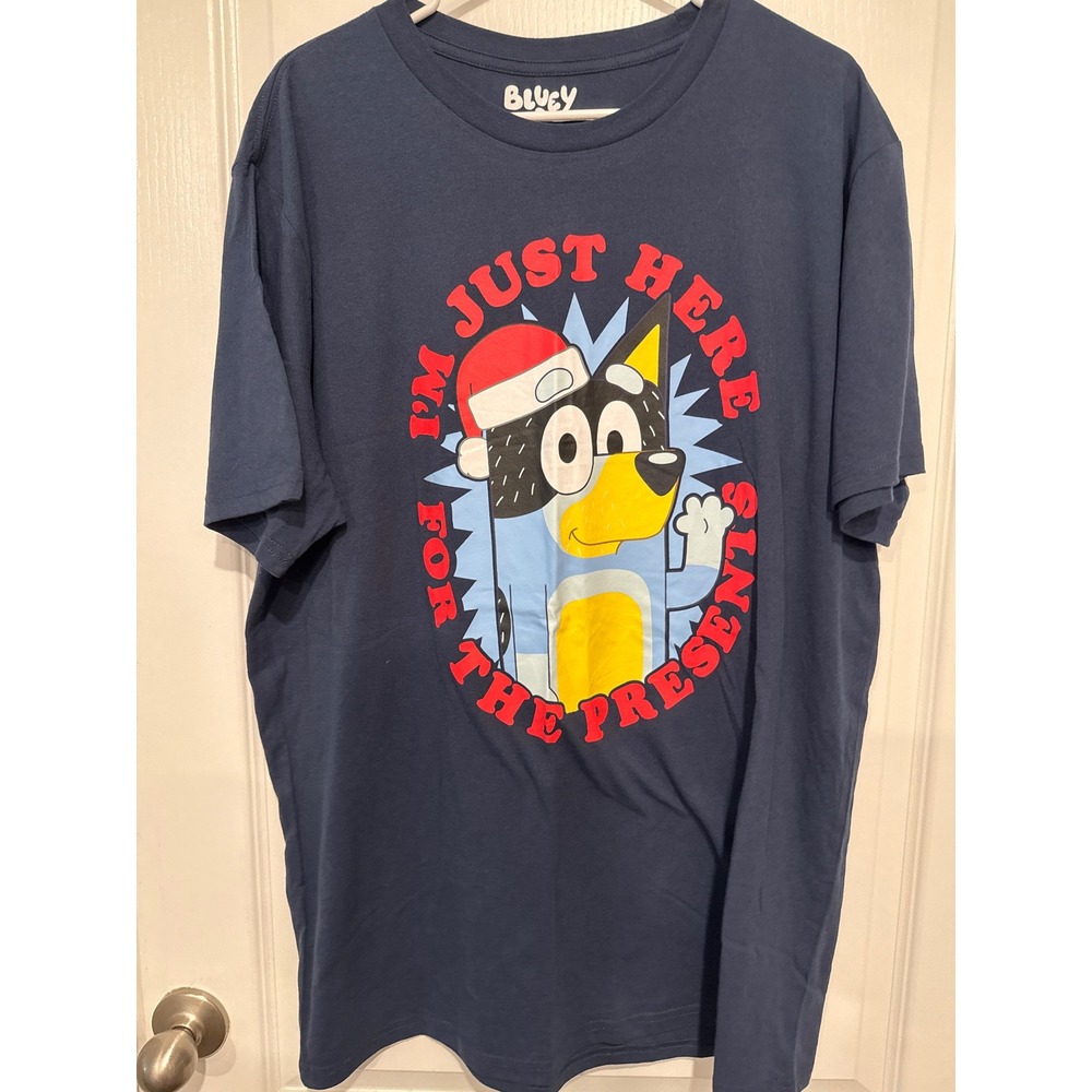 Bluey Christmas T Shirt Men's Size XXL I'm Just Here For The Presents Dad Shirt